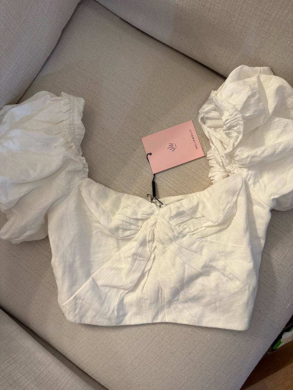 Hello Molly White Crop Top NWT